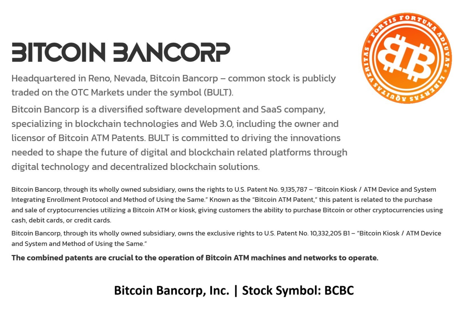 $BCBC Bitcoin Bancorp, Inc.