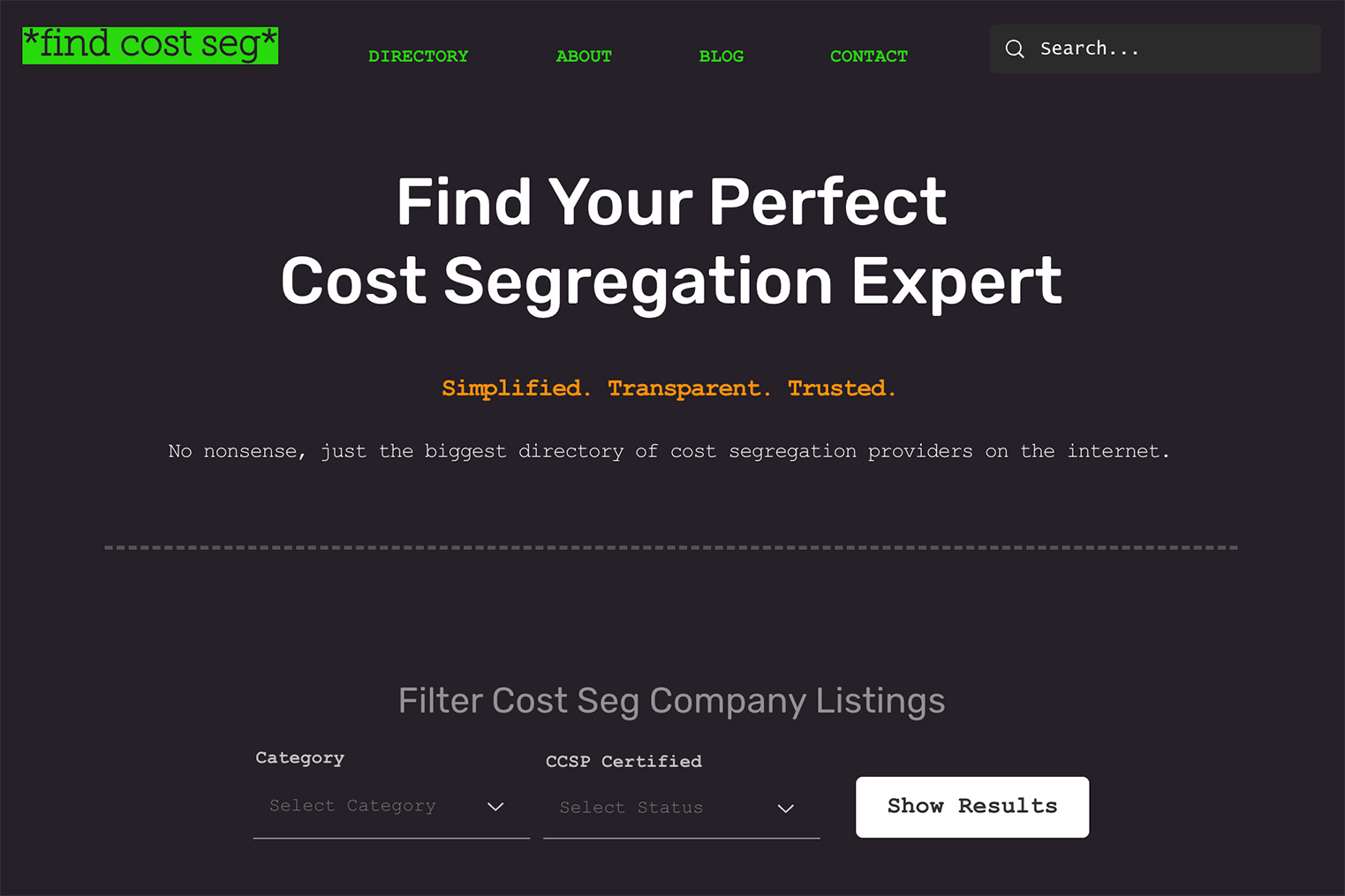 Find Cost Seg Directory Website