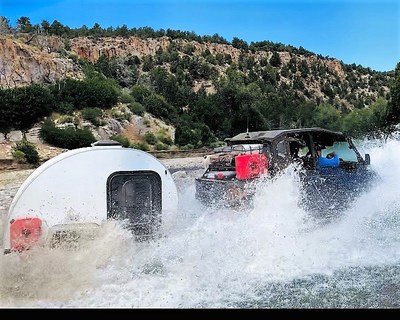 Custom fabricated long travel suspension allows your off road camping trailer to go anywhere your UTV or vehicle will go without slowing you down.